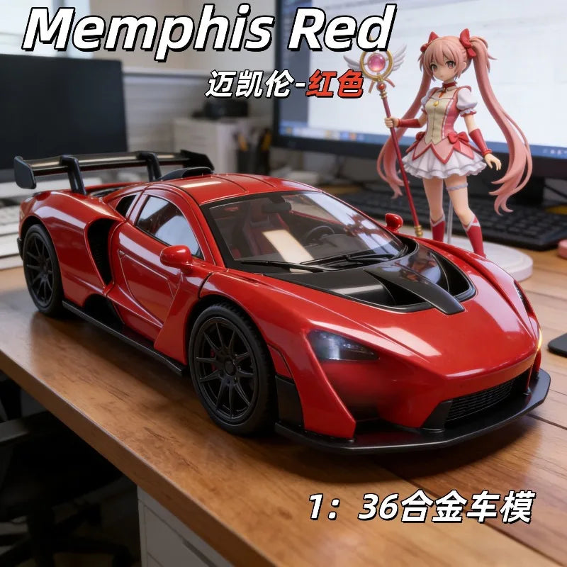 1:36 Scale McLaren Diecast Alloy Supercar Model Memphis Red Sport Vehicle for Collection Gift Home Decor Ornament