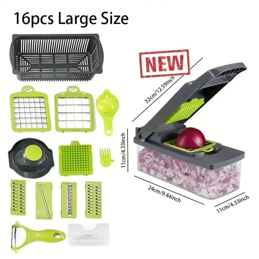 16-In-1 Function Kitchen Vegetable Cutter Potato Peeler Compact Fruit Slicer Portable Carrot Grater Kitchen Tools