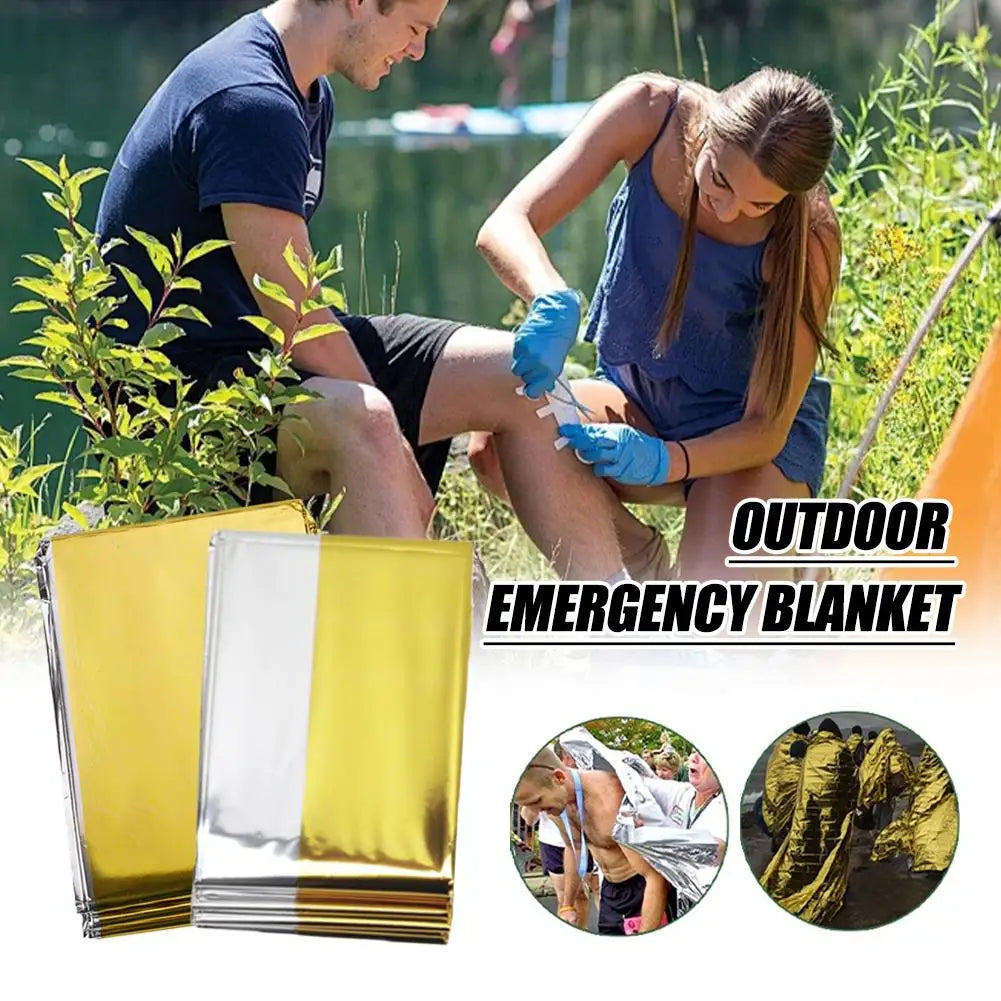 Hypothermia Rescue First Aid Camp Keep Foil Mylar Lifesave Warm Heat Bushcraft Outdoor Thermal Dry Emergent Blanket Survival Kit