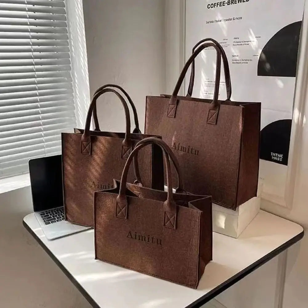 Fashion S/M/L Women Felt Shoulder Bag Simple Solid Color Messenger Bag Handbag Large Capacity Travel Casual Crossbody Bags