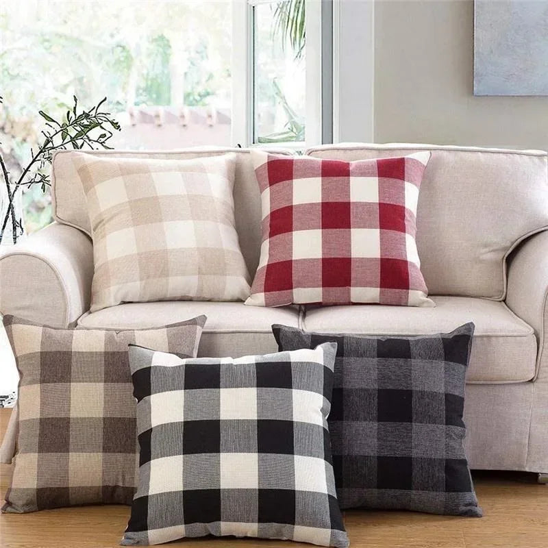 6 Colors Comfortable Sofa Cushion Cover Plaid Pattern Pillow Case Cover European Modern Pillow Cushion Cases  for Home Bed,Sofa