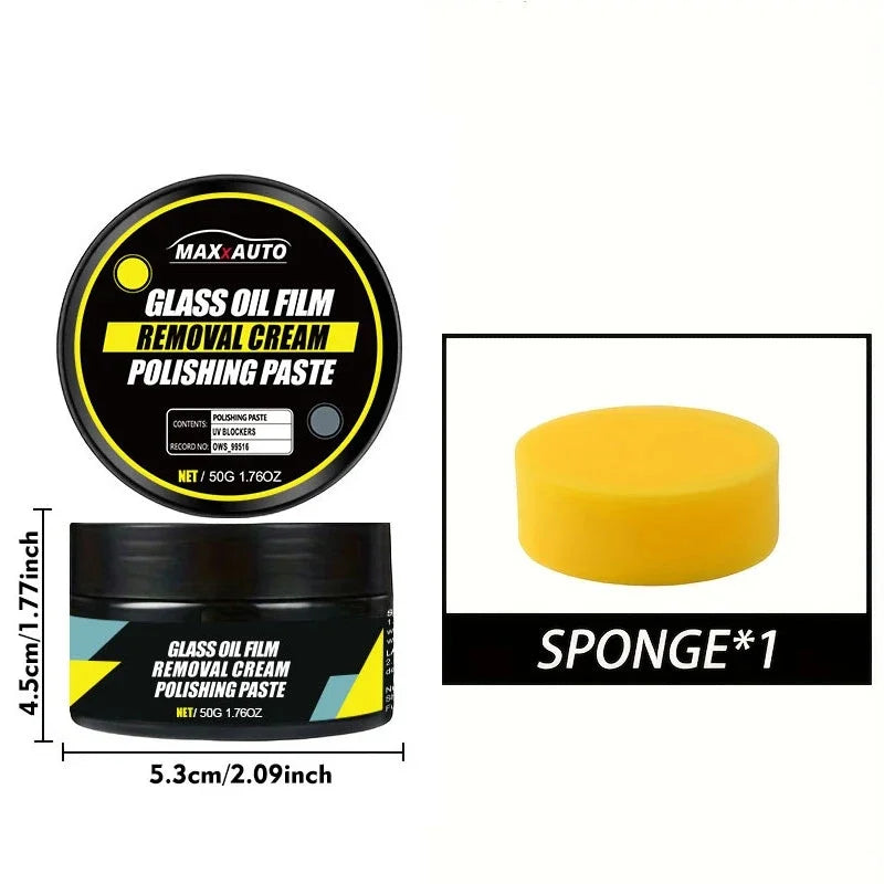 Car Windshield Glass Cleaner Polishing Kit Oil Film Oxidation Remover Paste Long Lasting Hydrophobic Water Repellent Anti Rain