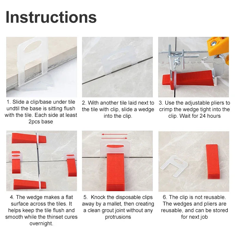 100pcs Ceramic Tile Leveling System Clips 1/1.5/2/2.5/3mm Wall Floor Tile Spacer Wedge, Tiling Levler Construction Tool Piler