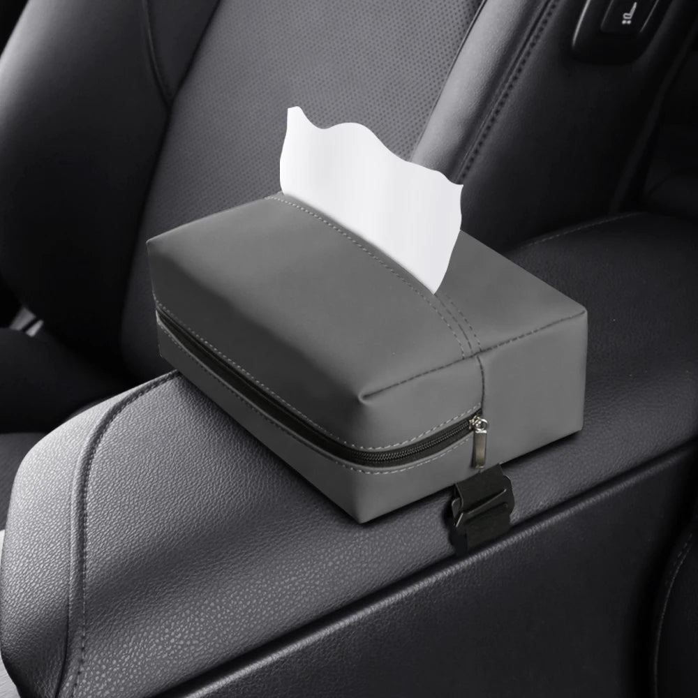 Car Tissue Holder, Car Sun Visor Tissue Box, Universal PU Leather Tissue Box for Sun Visors, Center Armrests and Seat Backs
