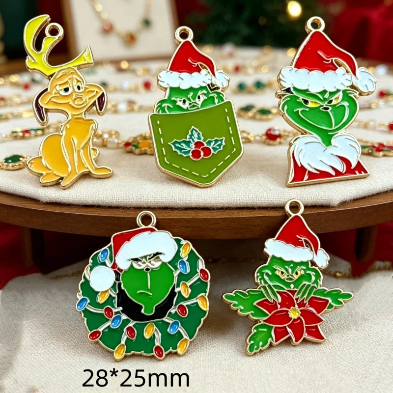10pcs Christmas Cute Cartoon Bag Phone Chain Pendant Bracelet Necklace DIY Handmade Accessories