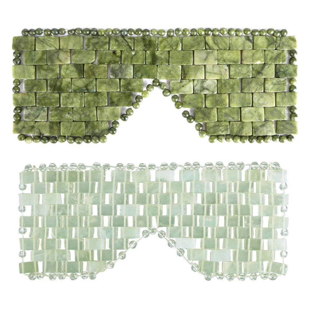 Jade Eye Mask Facial Cooling Mask Alleviate Puffiness Sleeping Eye Mask 100% Real Jade Stone Beads for Hot & Cold Therapy
