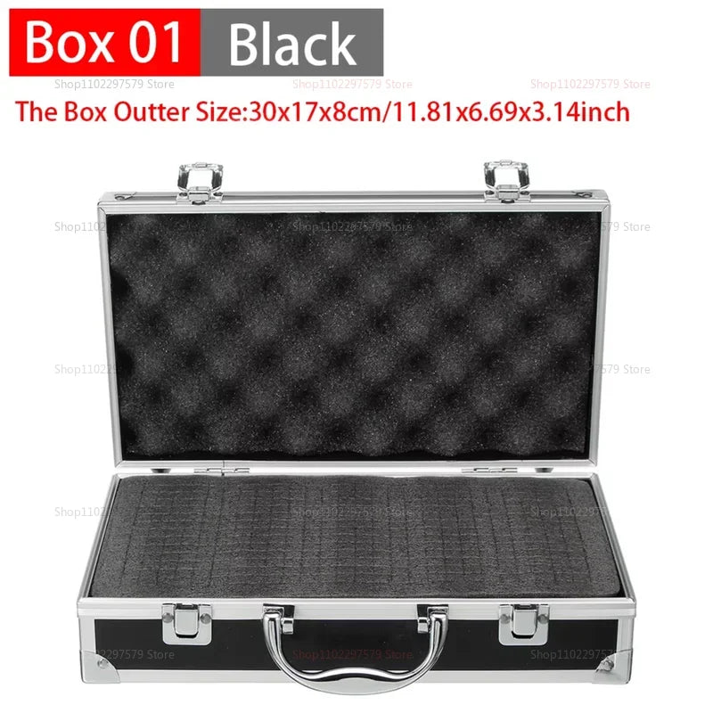 Portable Aluminum Tool Box with Sponge Lining Impact Resistant Storage Case Handheld Heavy Duty 30x17x8cm for Workshop Garage