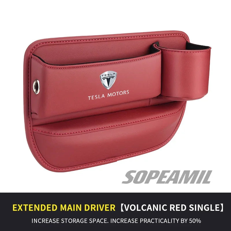 Tesla Cybertruck Beast Model 3 Model Y Model S Model X Car Leather Seat Multifunction Crevice Case Water Cup Holder Storage Box