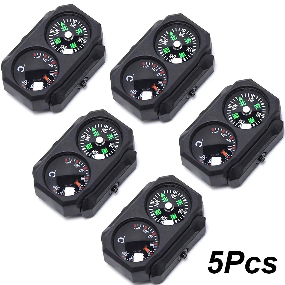 3/5Pcs Compass Thermometer Combo 2 in 1 Tactical Airsoft AR15 M4 M16 Compact Navigation Thermometer for 20mm Rail Gun Accessory