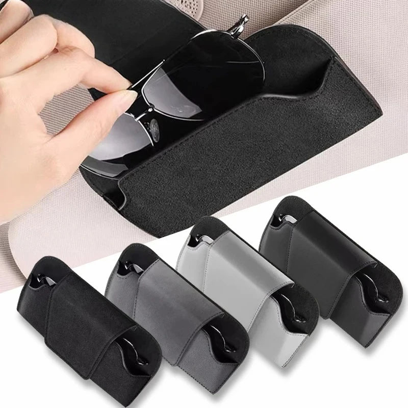 Car Sun Visor Sunglasses Clip, Suede Glasses Storage Case, Card Ticket Holder, Universal Vehicle Interior Accessories