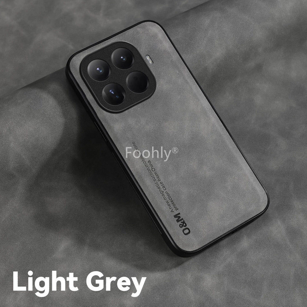 Nubuck Leather Shockproof Magnetic Case for Xiaomi 17T Pro 5G Mi 15T Protective Cover Back Shell Coque Funda