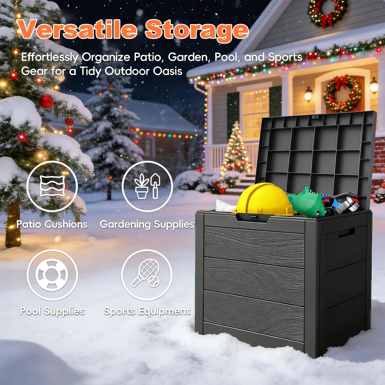 35 Gallon Large Outdoor Resin Storage Box With Lockable Lid - Heavy-Duty Deck Box For Patio Furniture Cushions, Pool Accessories