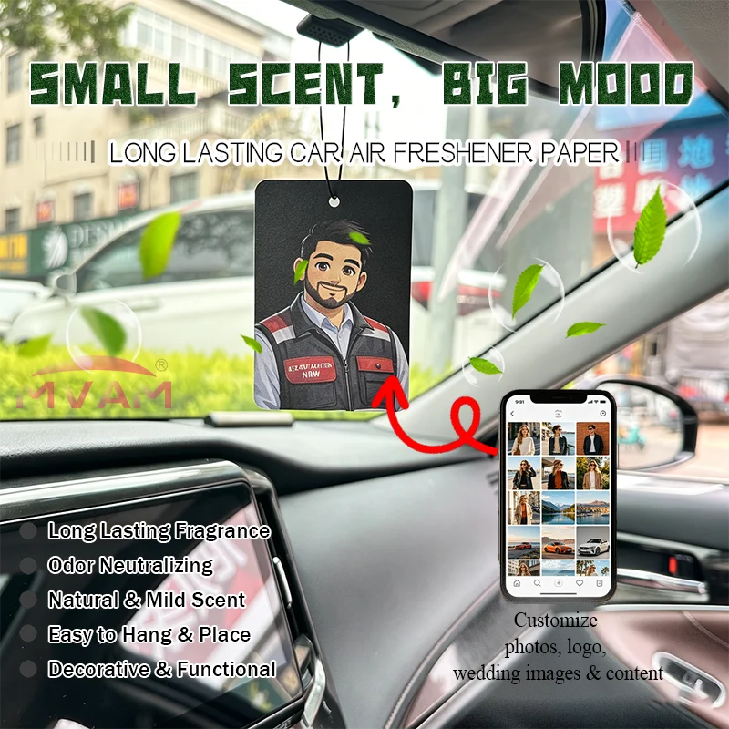 10 Customizable Photo Car Air Fresheners, Personalized Creative Decorative Fragrance Sheets, Support Customization of Company Logos, Photos of Family, Friends, and Pets