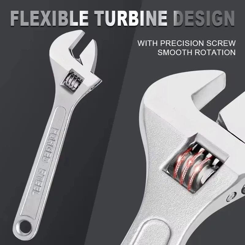 Adjustable Wrench Large Openin Long Handle Universal Spanner Clamp Steel Mechanical Workshop Hand Repair Tools 6/8/10/12 inchs