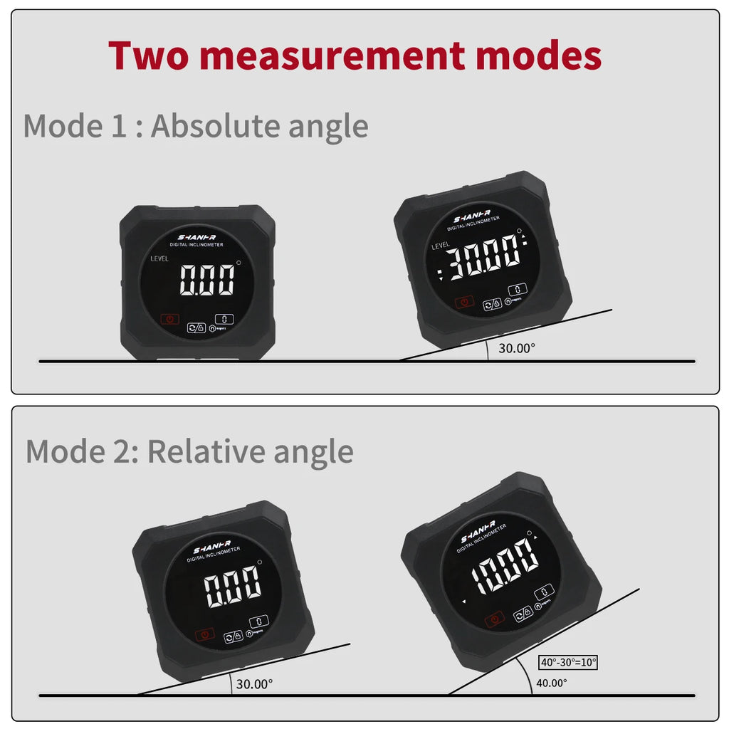 SHANHR Touch Control Magnetic Level Box Digital Angle Gauge Protractor Measuring Tool