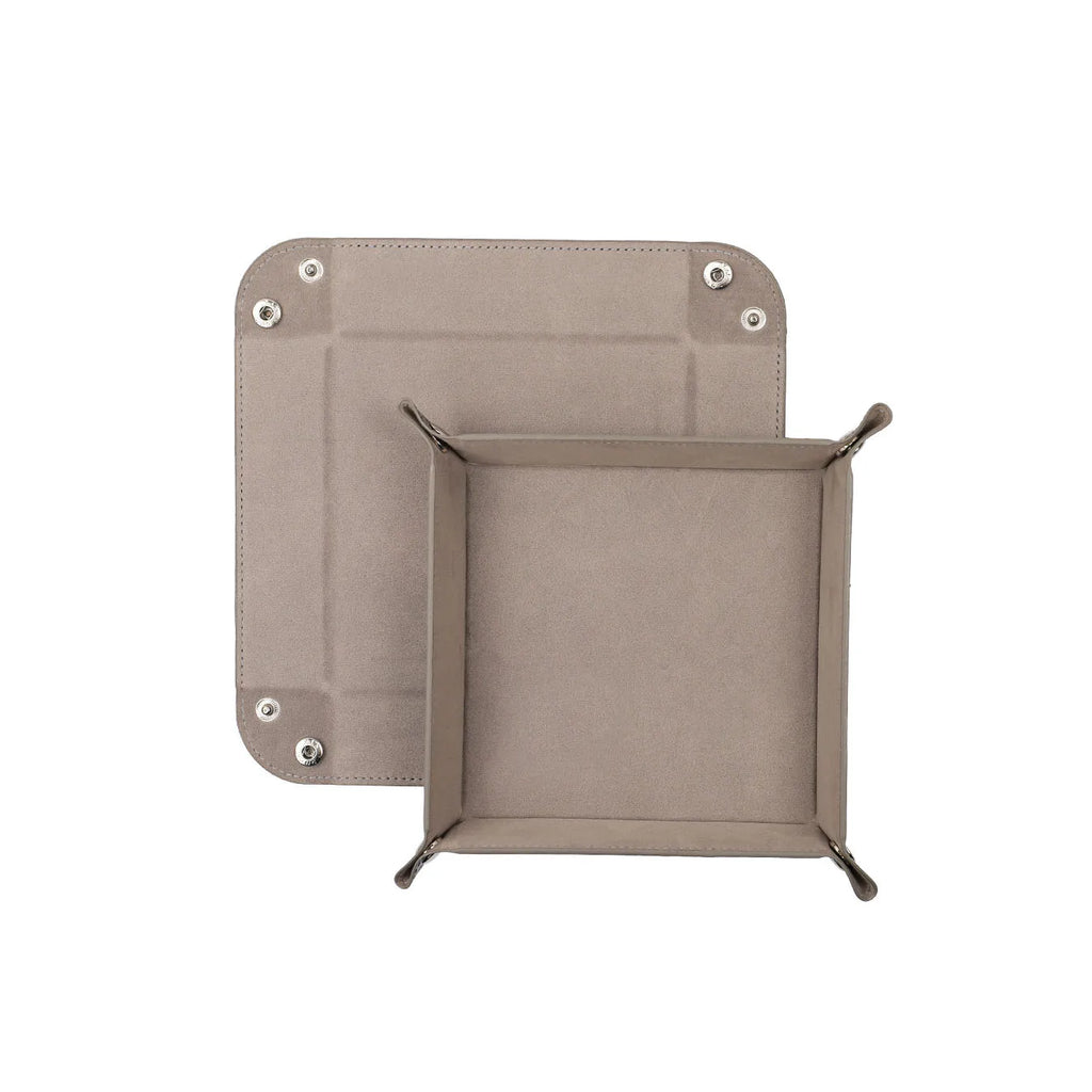 Foldable Dice Tray PU Leather Flannel Game Dice Plate Four Corners Folded Tray Home Desktop Decoration Box Coin Key Storage Tray
