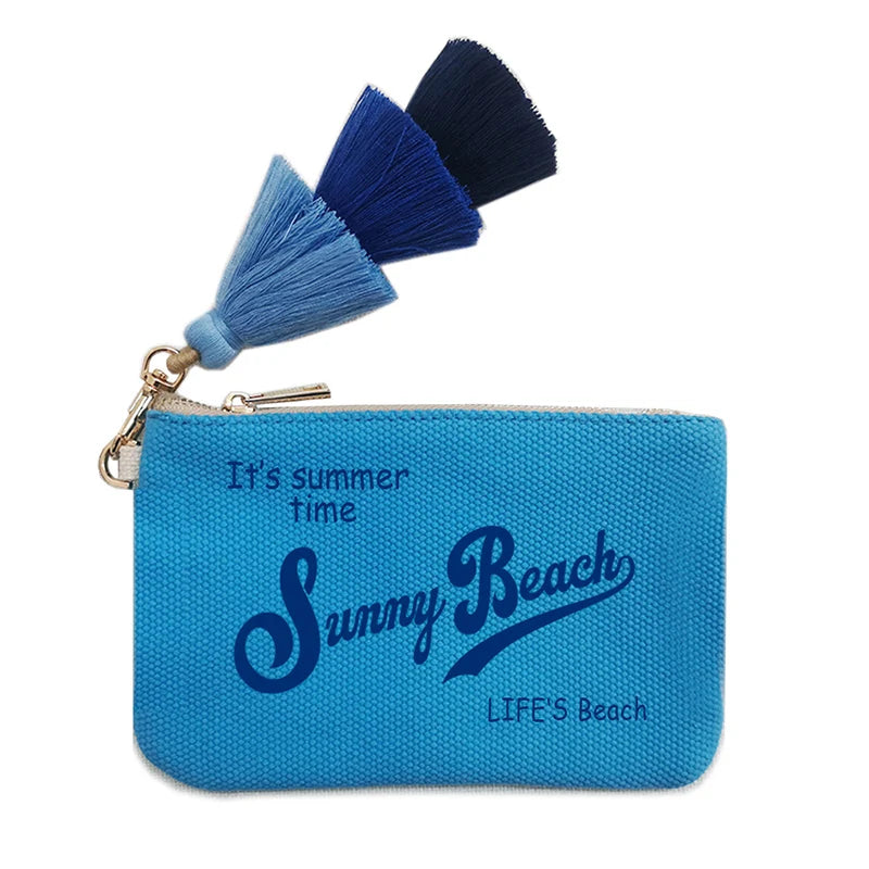 Customizable Letter Purse Leisure Personality Tassel Design Canvas Cotton Women's Clutch Office Gifts Beach Wallet iPhone Bag