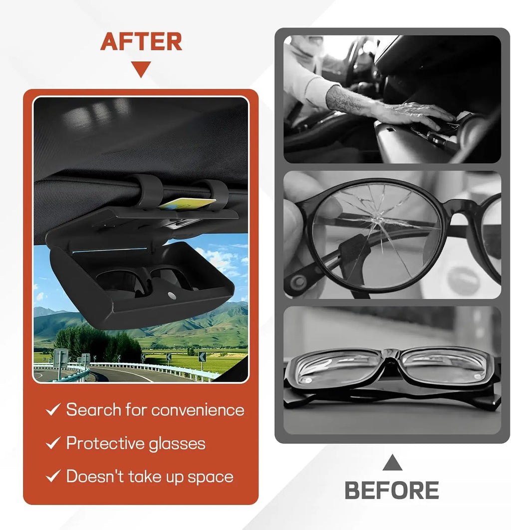 Magnetic Attraction Sun Visor Glasses Box Multi-functional Durable Auto Sunglasses Holder Auto Storage Holder Car Storage Tools