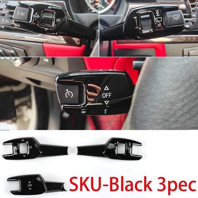 Car Turn Signal Wiper Lever Switch Cover Carbon Steering Steering Wheel Headlight Switch Trim For BMW 3 4 5 6 7 Series X1X3X5X6