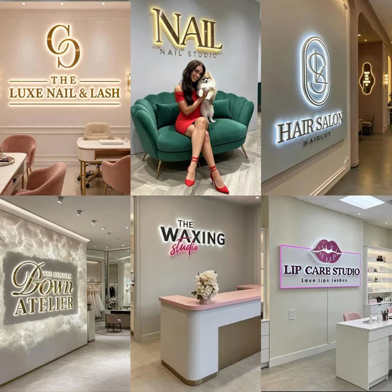 Custom Business Logo Backlit Metal Sign LED Letter for Personalized Brand Beauty Salon Spa Clinic Outdoor Shop Signage CE/UL