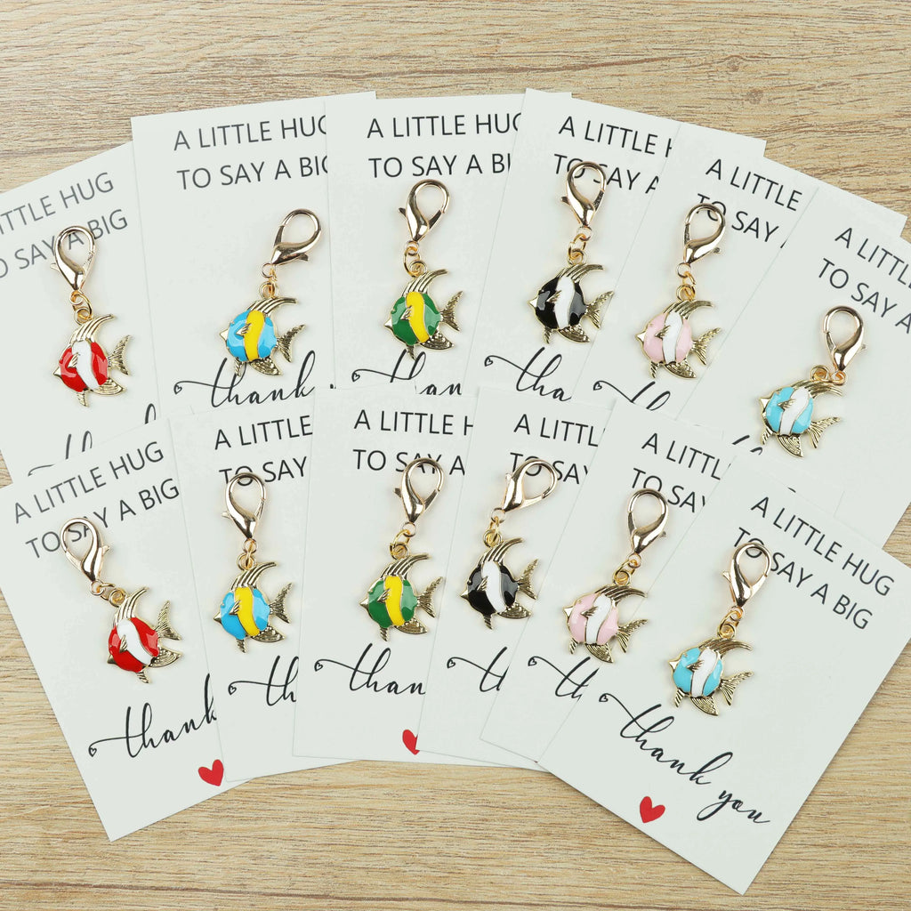 6pcs/12pcs cute fish keychains, including a thank-you card, fish pendants, birthday gifts, and party favors.
