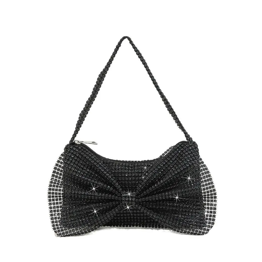 Circular Evening Bag Fashion Bow knot Decorate Banquet Clutch Rhinestone Sparkling Clutches Bag Women Female