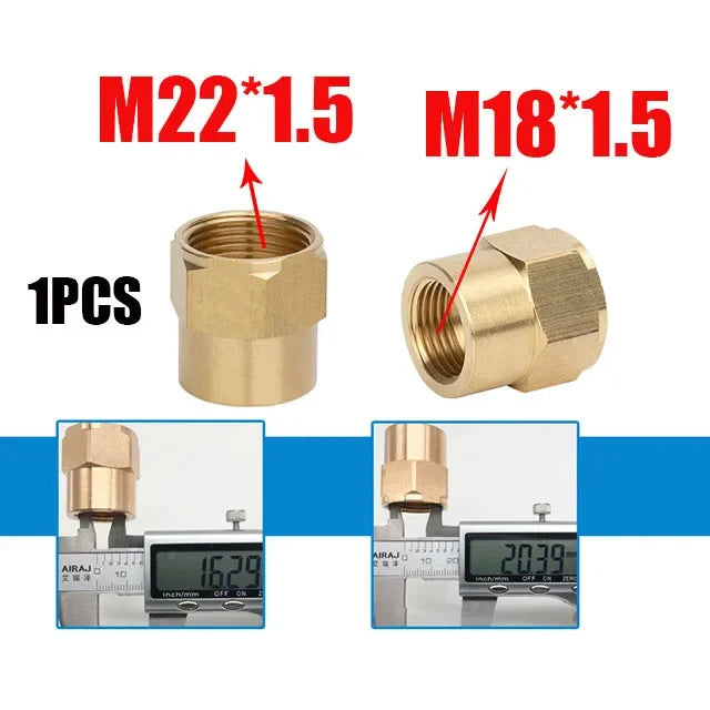 Reducing Brass Fitting 3/8" 1/2" M14 M18 M22 Thread Connector Male Female Adaptor Pressure Washer Gun Hose Connector