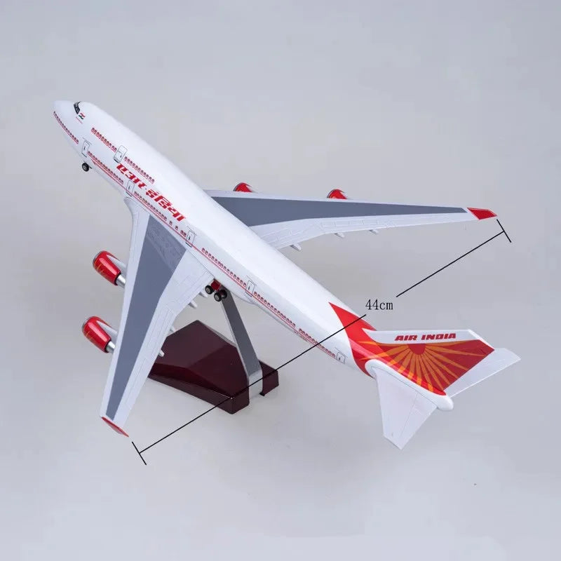 Plastic Model Air India 747 Static Aircraft Model 47cm 1/160 For India Airline Diecast Airplane With Landing Gear Wheels Collect