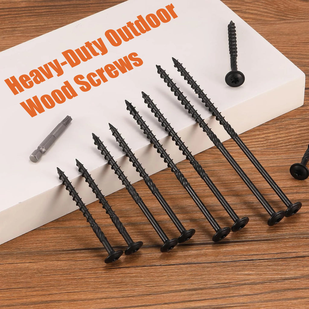 30pcs Heavy Duty Lag Screws - #14×3/4/5/6inch targe Wood Structural Screws with Oxide Coating, With 1pcs Star Drive bit & Self-Locking, Full Thread for Lumber, Black/Yellow,  Ideal for Outdoor, Home And Industrial