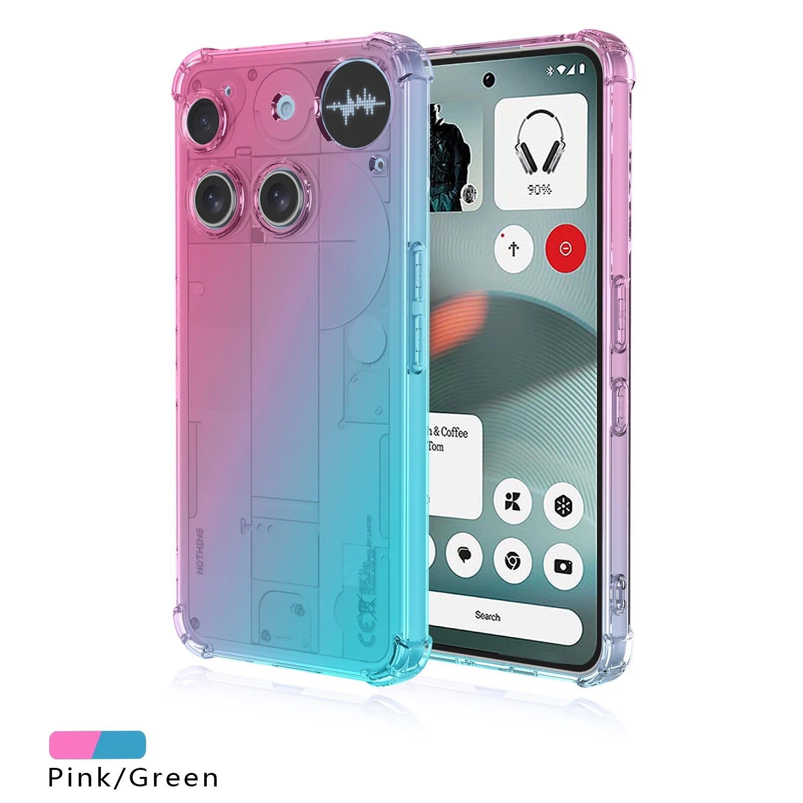 Airbag Shockproof Gradient Transparent TPU Case for Nothing Phone 3 (3) Protective Cover Back Shell Frame Capa Fundas