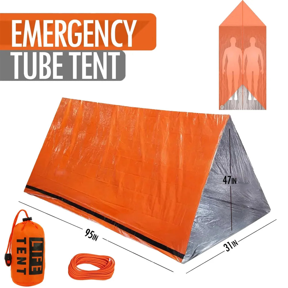 2-Person Emergency Survival Tent – Waterproof Mylar Space Blanket Shelter / Tente de survie d'urgence 2 personnes – Abri imperméable mylar