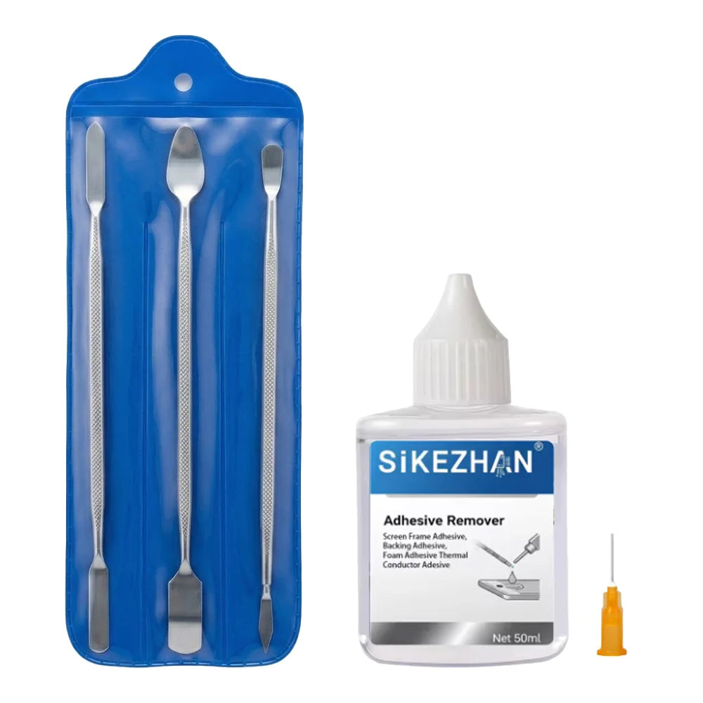 50ml Adhesive Remover Liquid Glue Clean with Metal Pry Spudger Tool Kit Needle for Phone Tablet Screen Frame Disassembly Repair