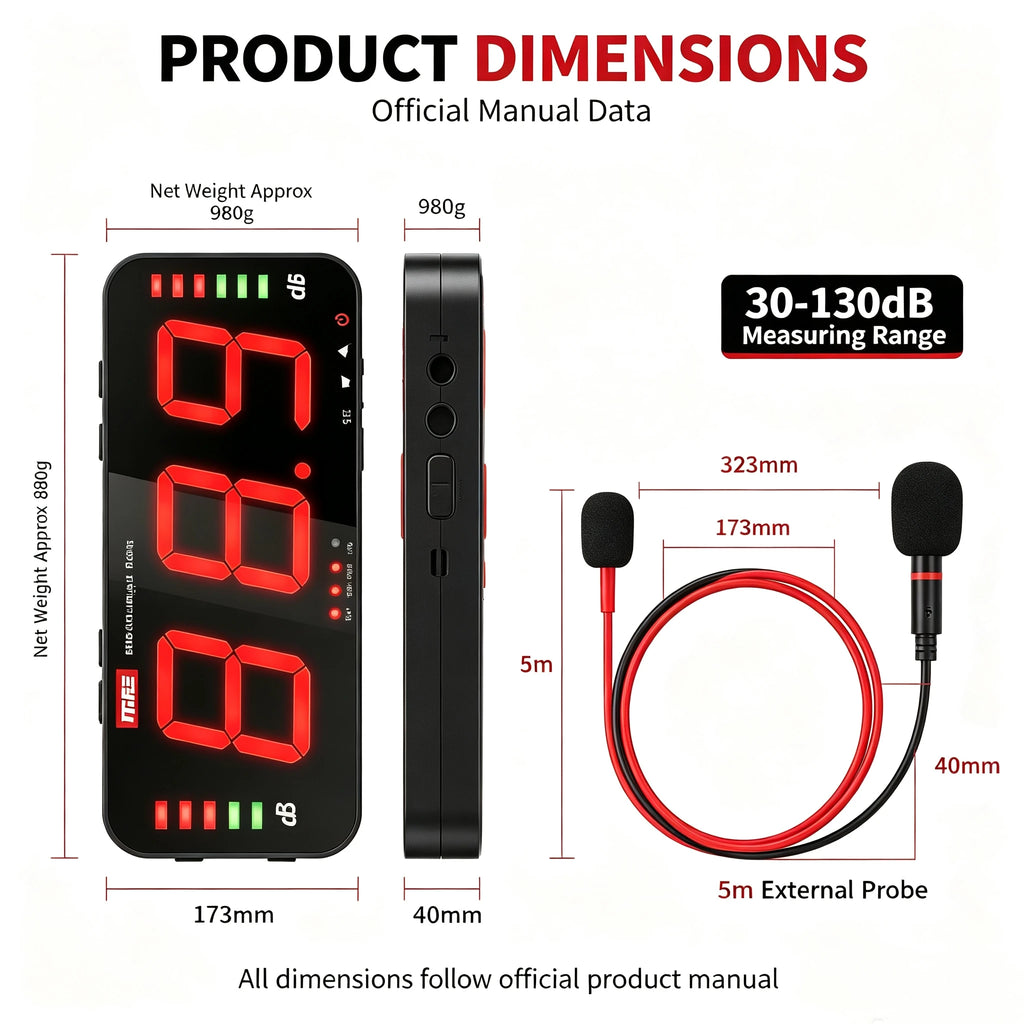 Sound Level Display Panel - Decibel DB Monitor 30-130dB 0.5s Alarm LED Screen Factory Bar Classroom Office Noise Detect