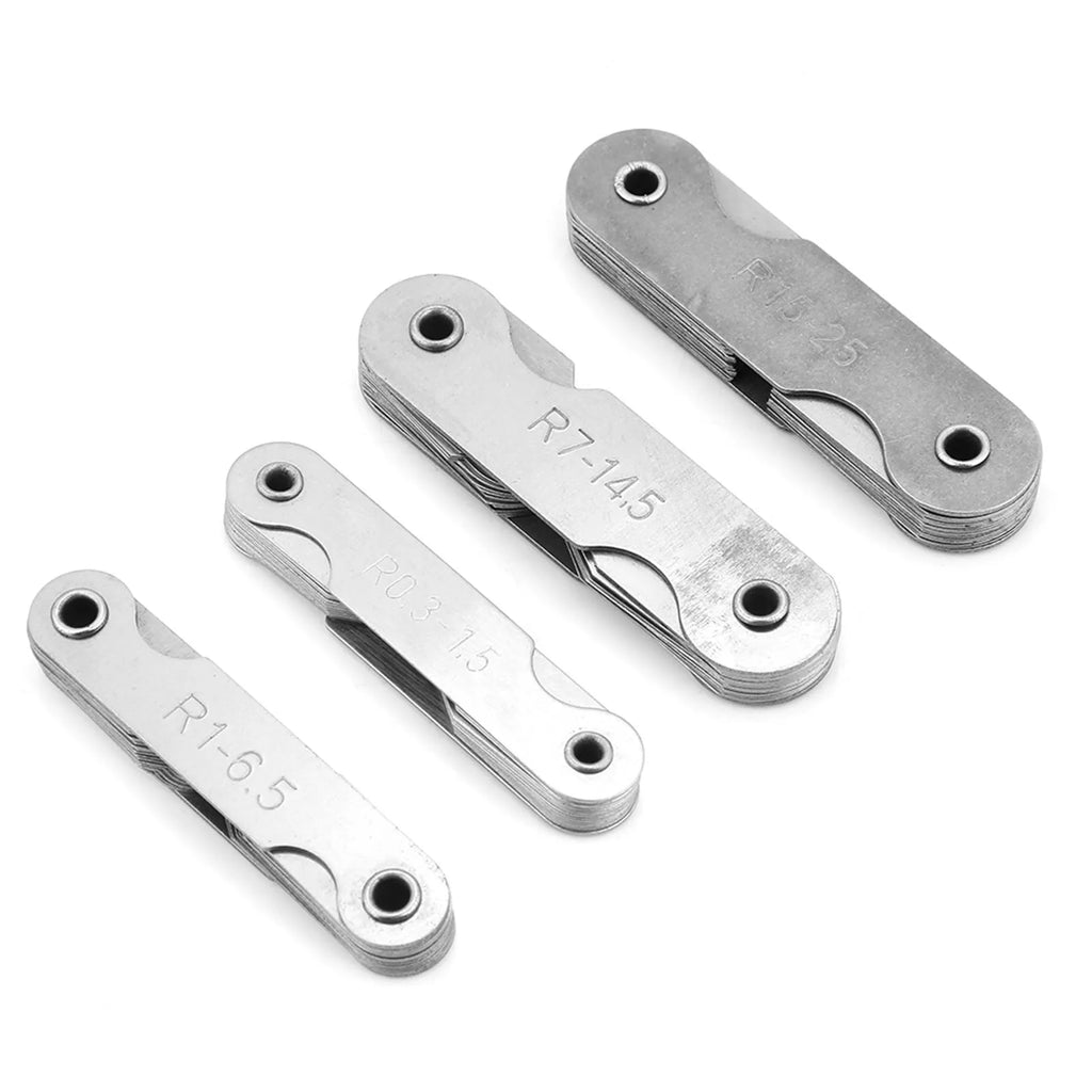 4PCS Stainless Steel Radius Gauge R0.3-1.5/ R1-6.5/ R7-14.5/ R15-25 Radius Measuring Tool Convex Gauge