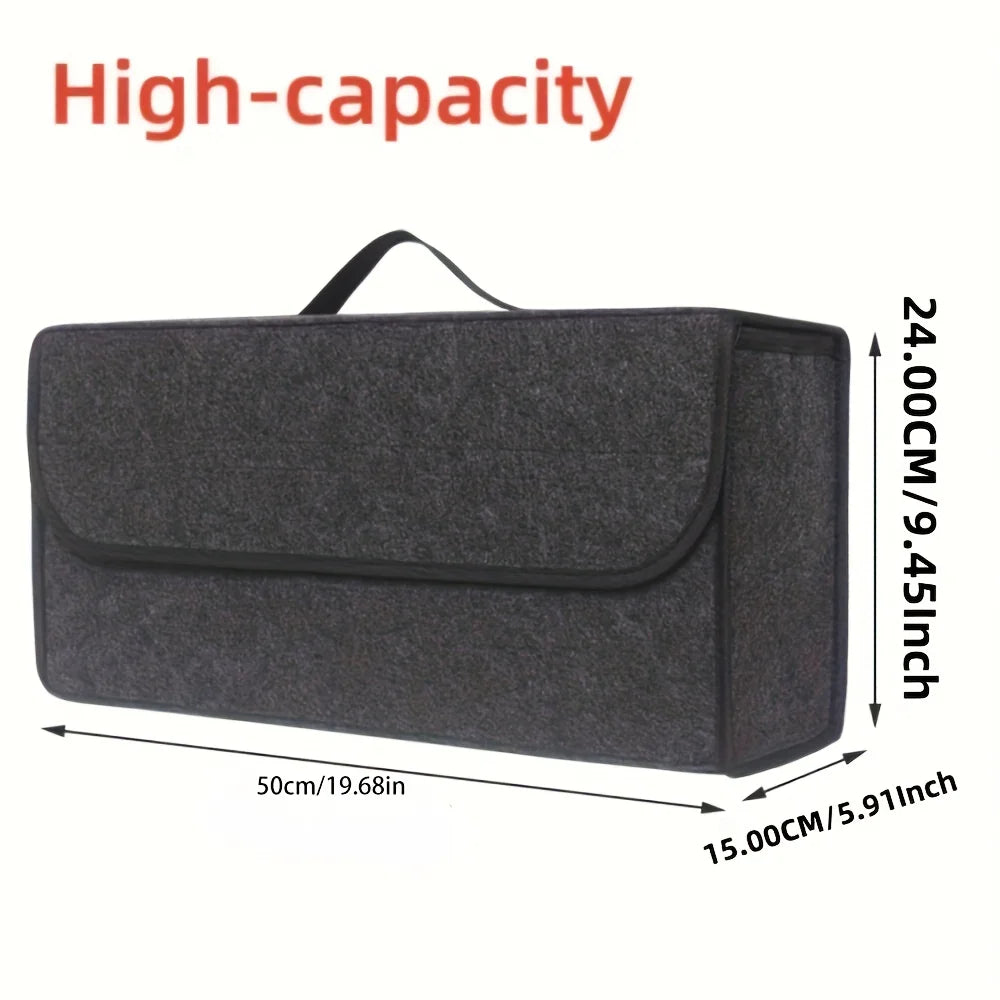 KKJOY Felt Car Trunk Organizer Folding Storage Bag for Auto Rear Seat Back Off-Road 4x4 Mounting Pouch Durable Accessories