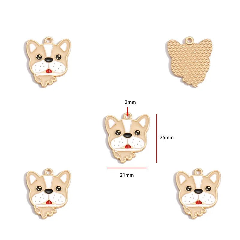 12pcs Alloy Drip Oil Cute Pet Dog Jewelry DIY Pendant Earrings Necklace Accessories Keychain Pendant Handmade
