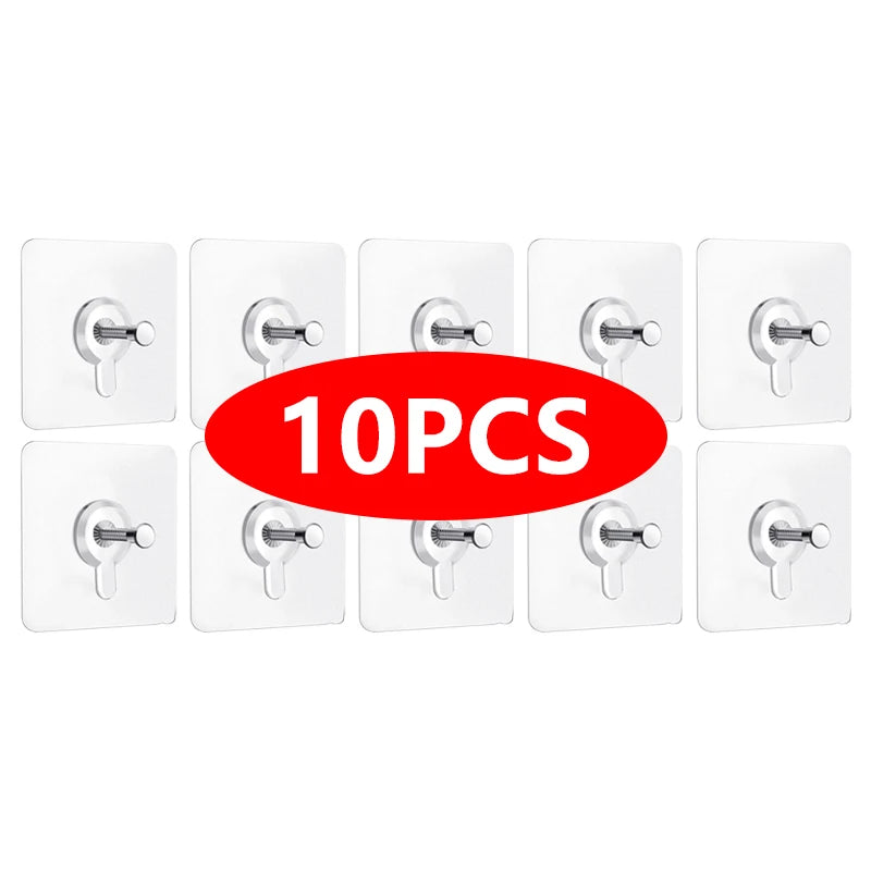 iLMH Transparent Self Adhesive Hook, Waterproof No Drill Picture Hanger, Strong Load Bearing Wall Sticker, for Bathroom Office