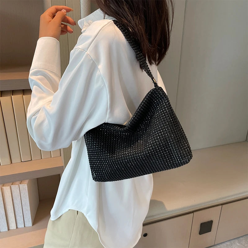 NEW Evening Clutch Bag for Women Glitter Elegant Top Handle Bags Ladies Party Wedding Bag Shiny Rhinestone Handbag Purses New