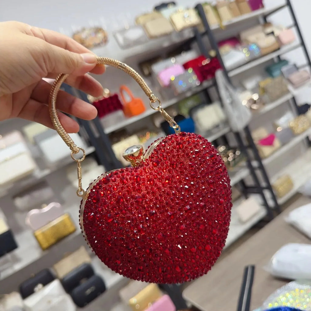 New heart-shaped diamond-embellished crossbody bag for womenminiAcrylic evening shoulder handbag