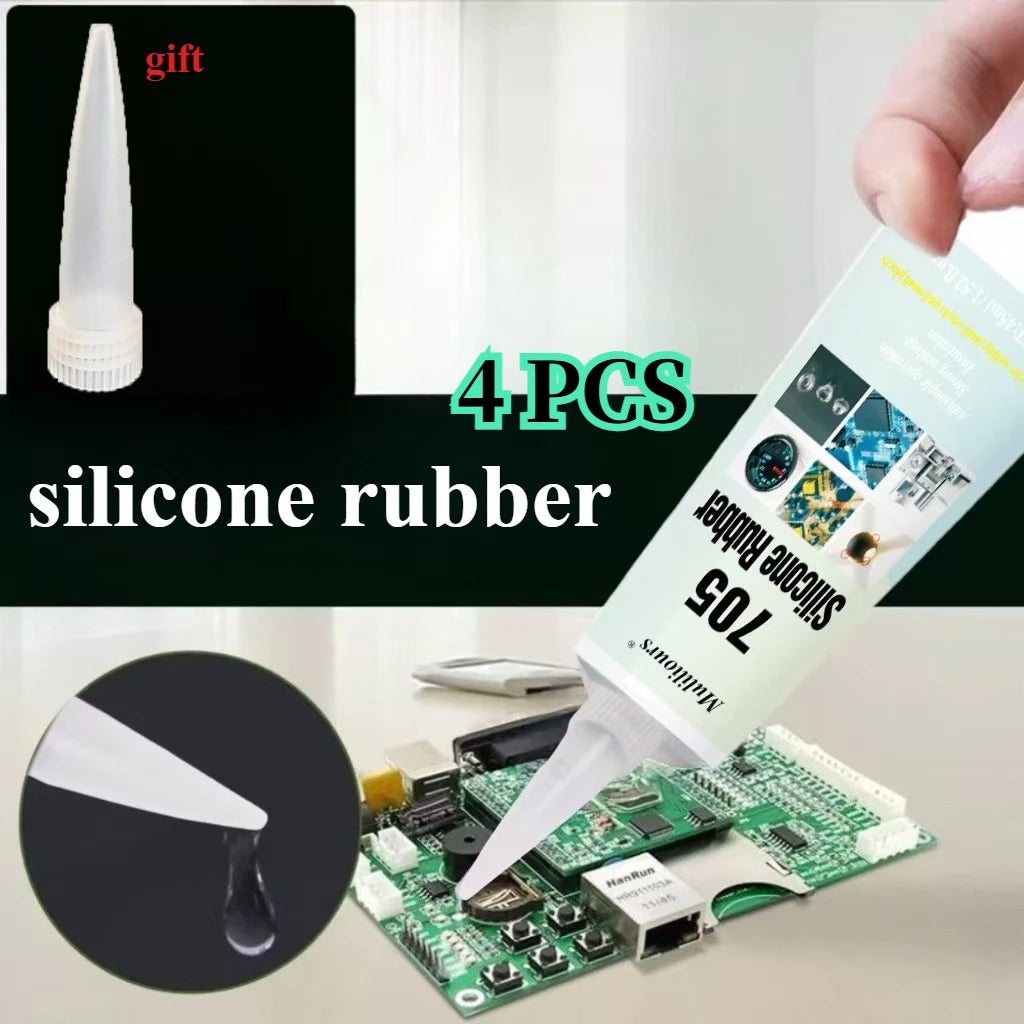 4Pcs45ml Silicone Rubber Transparent Electronic Components Adhesive High Temperature Resistant Waterproof Sealing Insulation Gel