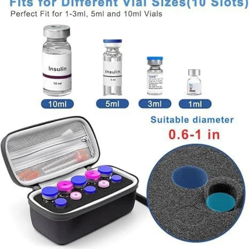 10/15/30 Grids Insulin Organizer Bag Travel Portable Insulin Vials Storage Boxes Insulin Vials Storage Case Peptide Storage Case