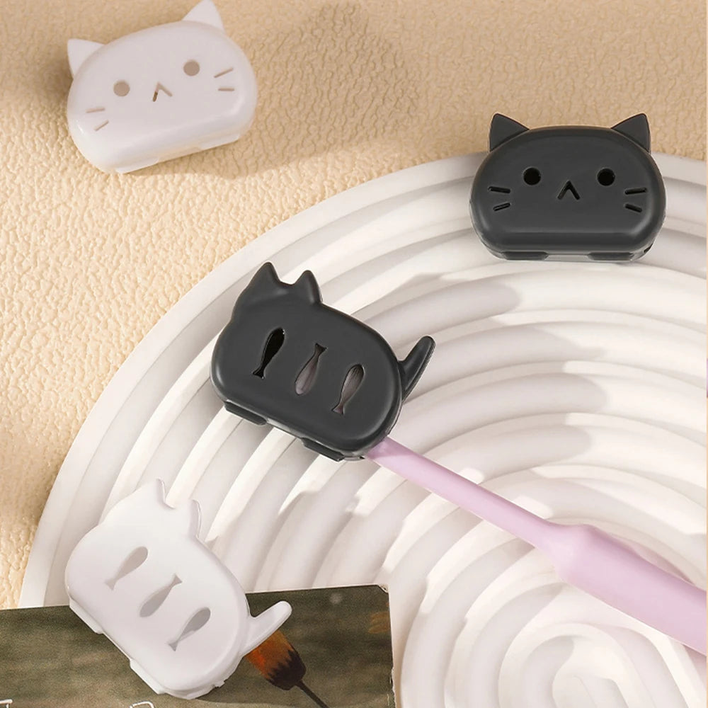4-piece set Cute Cat Toothbrush Protector Cover, Ventilated Dust Proof Toothbrush Head Cap for Clean Sanitary Toothbrush Storage