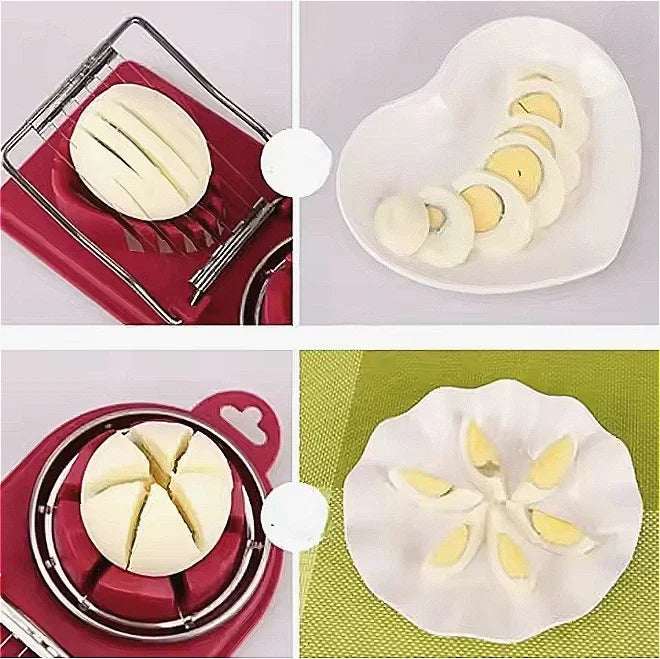 Multifunctional PP Base Egg Cutter 2-in-1 Stainless Steel Wire Pull Egg Cutter for Hanging High-quality Kitchen Accessory Tools