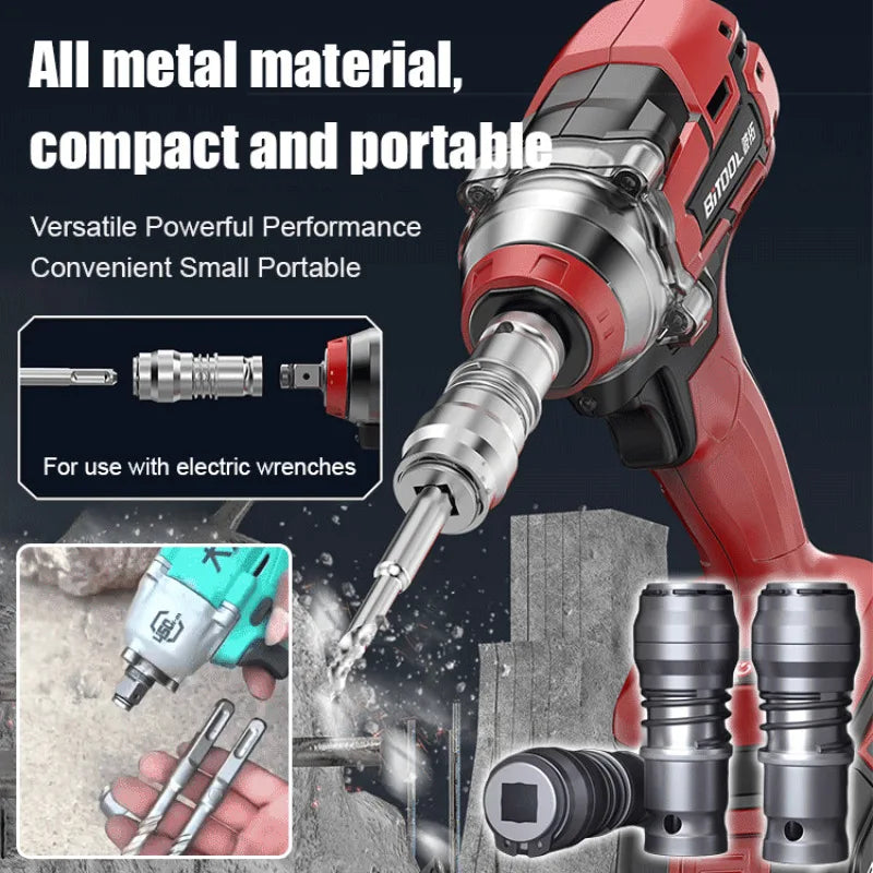 Rechargeable Multifunction Electric Wrench Portable Fourhole Conversion Head Electric Hammer Conversion Adapter for Drill Holes