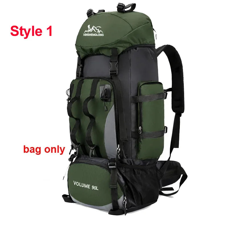 90L Waterproof Hiking Camping Backpack Trekking Bag Rucksack Large Capacity Travel Outdoor Sports Bags Camping Equipment Men