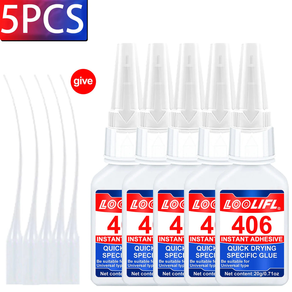 LOOLIFL 406 Glue Instant Quick Dry Cyanoacrylate Strong Adhesive Universal Fast Repairing Glue For Wood Plastic Jewelry Glue