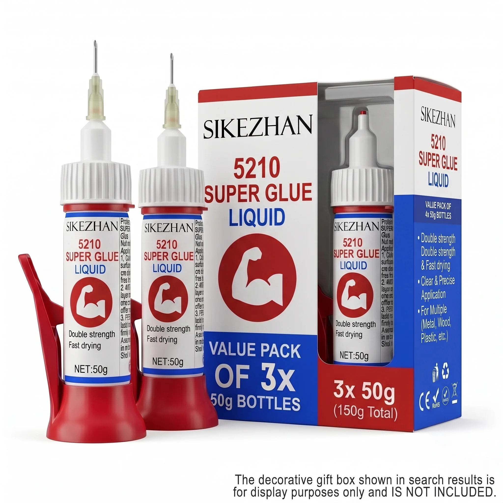 5210 Industrial Super Glue 50g High Viscosity Fast Bond Liquid Adhesive Precision Needle Tip Wood Metal Shoe Heavy Duty Repair