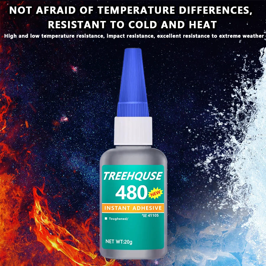 480 Black Rubber Repair Glue 20g, Super Strong Waterproof Quick-Drying Adhesive for Tire, Speaker, Plastic, Metal & Stone