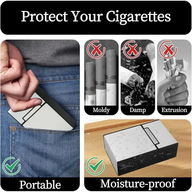 Fashion Magnetic Flip-top Cigarette Case -Hold 20 Cigarettes, Moisture-proof ,Dust-proof - Portable Metal Cigarette Case.