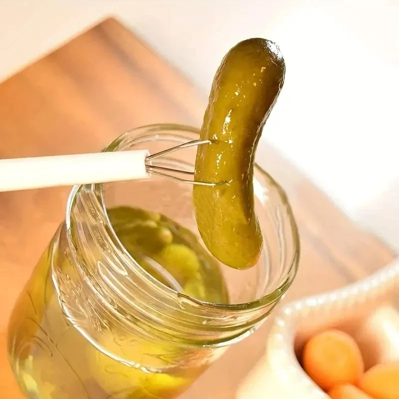 Plastic Pickle Clipper Tool - No Mess Pickle Picker W/ Non-Slip Grip for Jar Pickles, Olives, Kitchen Gadget Dishwasher Safe